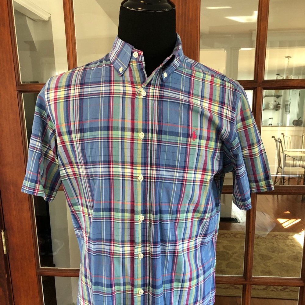 Polo by Ralph Lauren Blue Plaid Short-Sleeve Button-Down Shirt